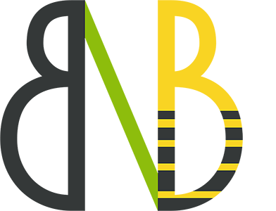 NutriB2 logo. It represents biodiversity and bee health (two B letters having half-of-a-bee shape) symbolically connected by nutrition (green N; only partially visible).